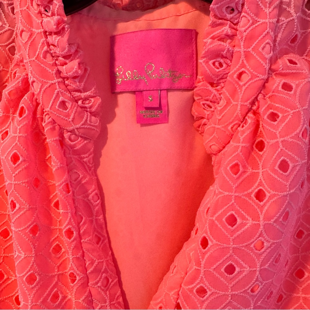 Lilly Pulitzer Pink Eyelet Tiered Mini Dress - Picture 4 of 8